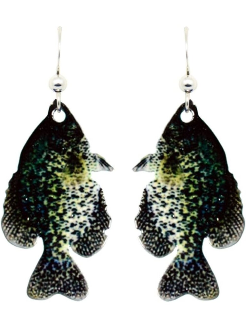 Crappie Fish Earrings, Non-Tarnish Sterling Silver, French Hook, Handmade